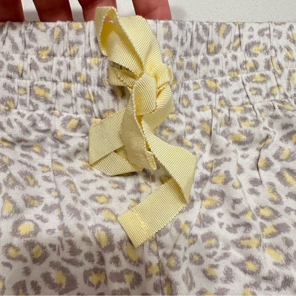 PJ Salvage Soft Pajama Short Ivory Yellow Gray Cheetah Drawstring Women Size M - Picture 3 of 7